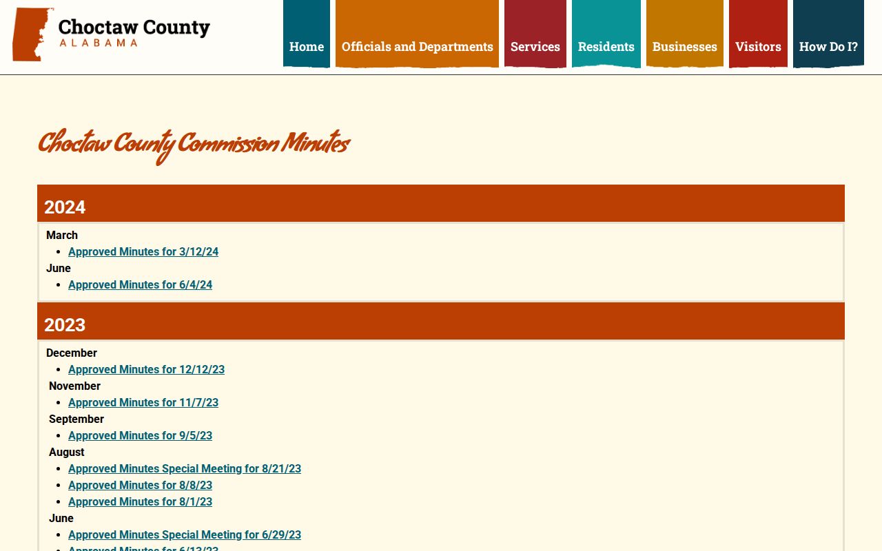 Choctaw County arrest records context in commission jail minutes
