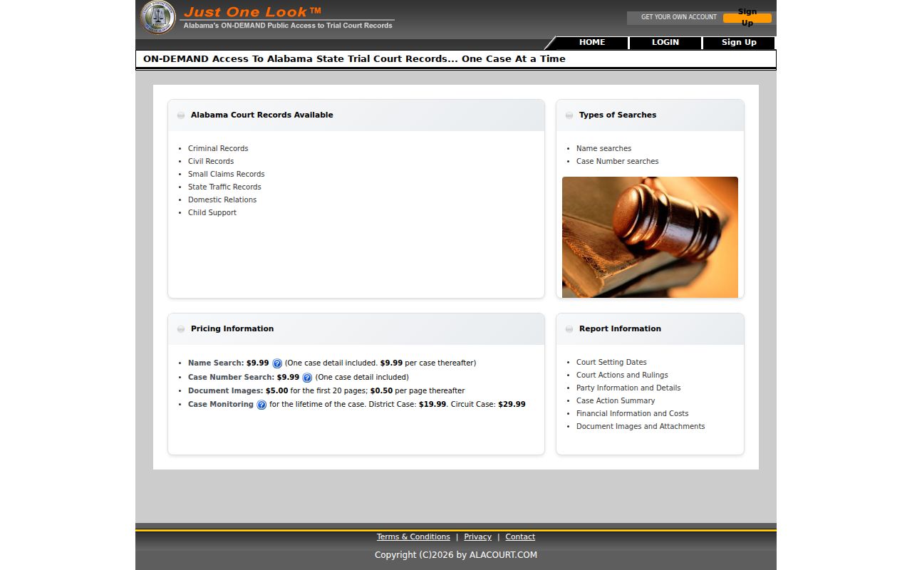 Choctaw County criminal court case search in AlacourtACCESS