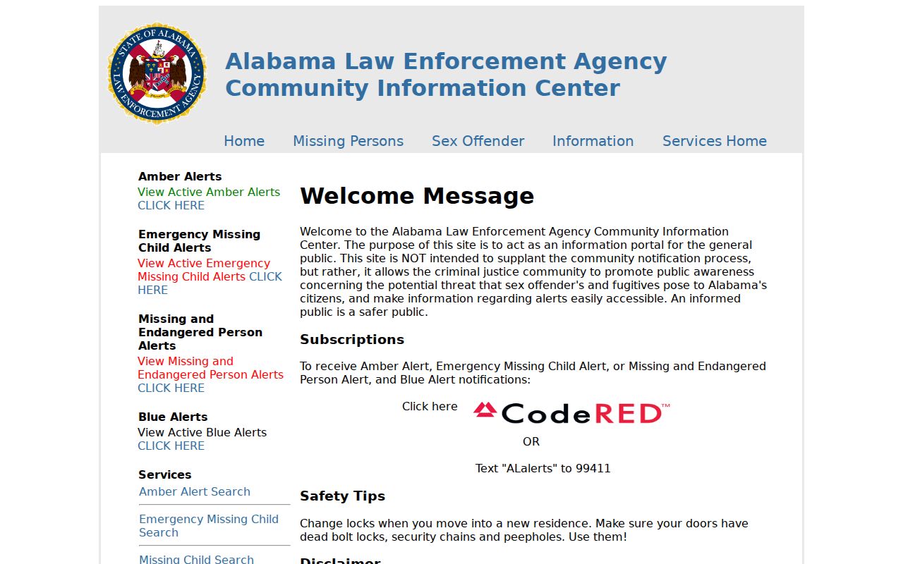 Choctaw County sex offender search route through ALEA