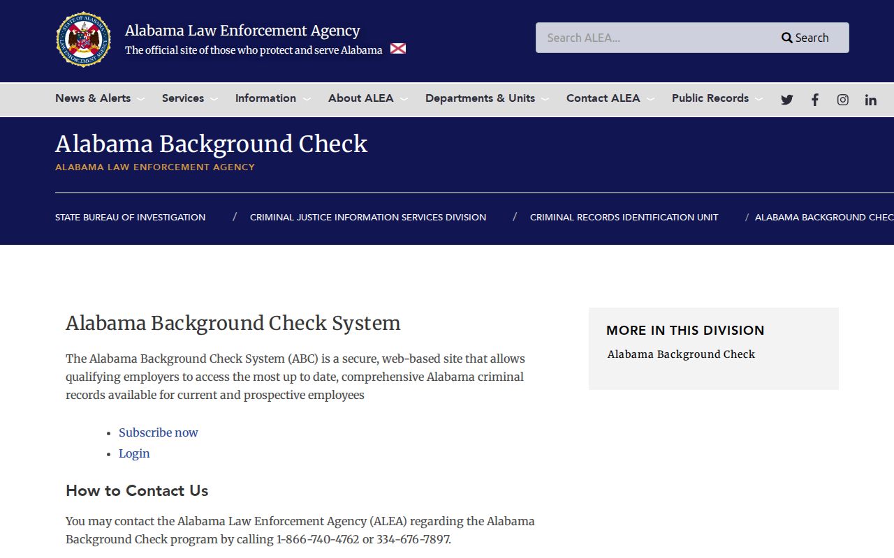 Choctaw County criminal history ALEA self-review instructions