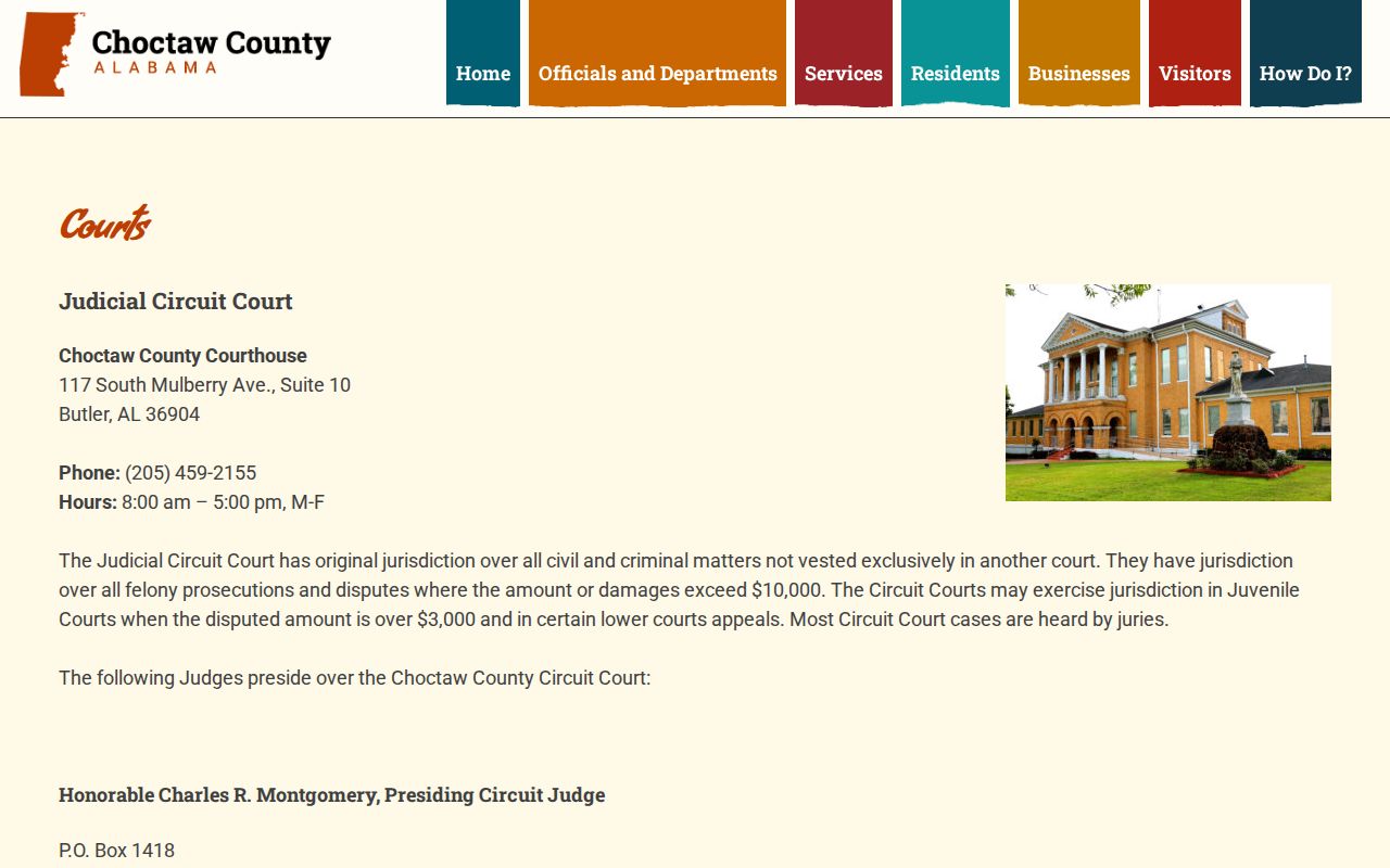 Choctaw County criminal court records and courthouse contacts